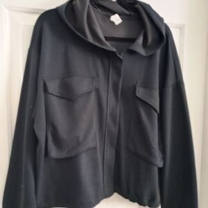 Women's Activewear Knit Black Hooded Jacket.  XL